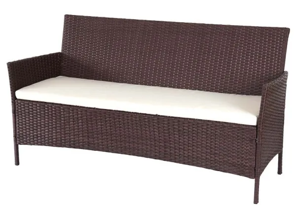 Mendler Halden 3-2-1-1 set da giardino polyrattan salotto divano marrone screziato cuscini crema 64284+52037+52033+52040 -...