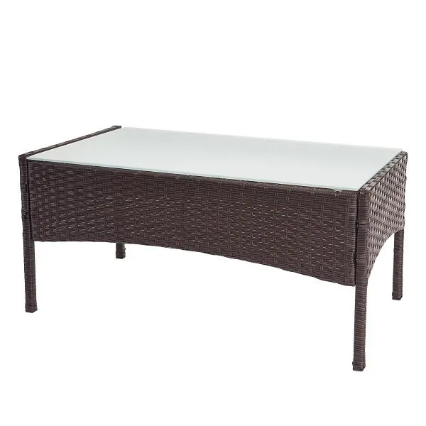 Mendler Halden 3-2-1-1 set da giardino polyrattan salotto divano marrone screziato cuscini crema 64284+52037+52033+52040 -...