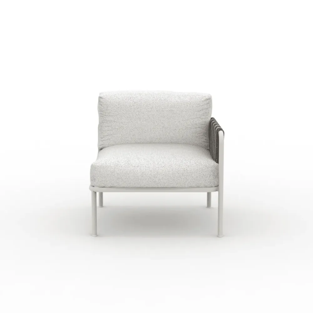 Modulo angolare divano metallo "Hamptons" con cuscini cm 80x80 84h per Relax all'Aperto