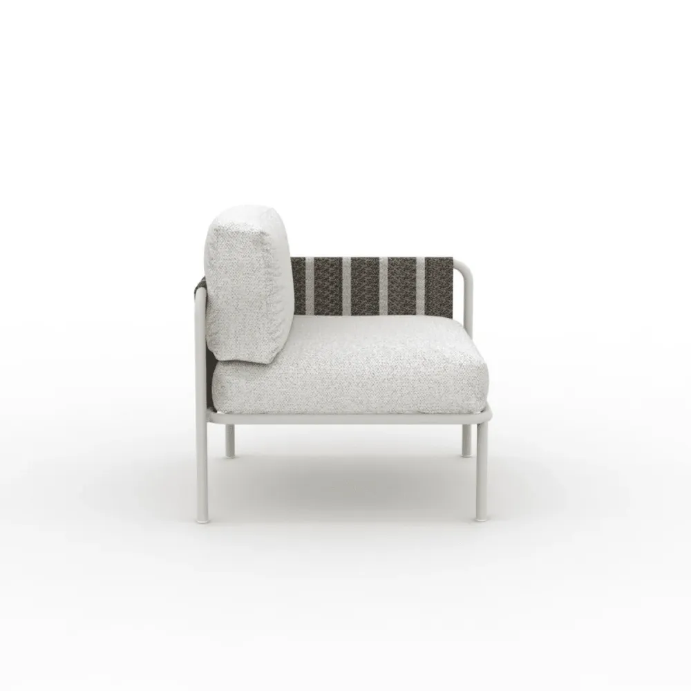 Modulo angolare divano metallo "Hamptons" con cuscini cm 80x80 84h per Relax all'Aperto