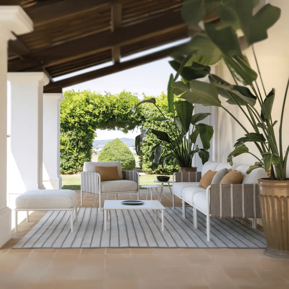 Modulo singolo divano metallo "Hamptons" con cuscini cm 80x80 84h con Schienale Regolabile