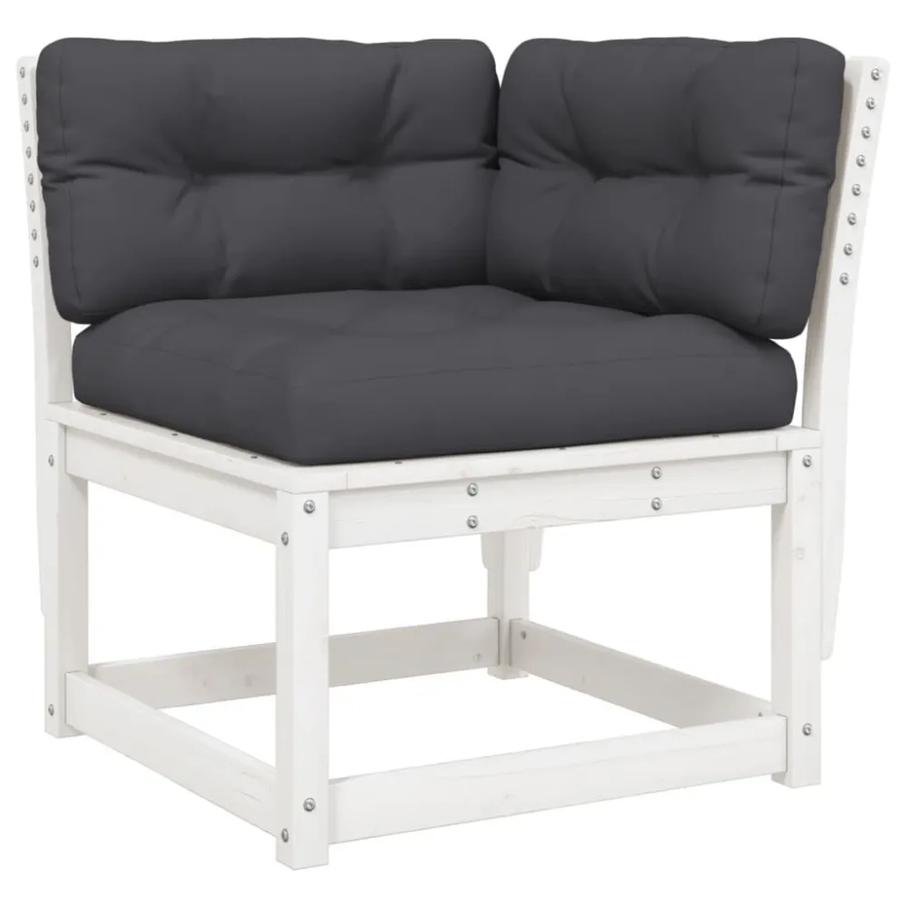Panca Dondolo Divano Angolare Giardino Cuscini Bianco 73x73x78 Massello Pino