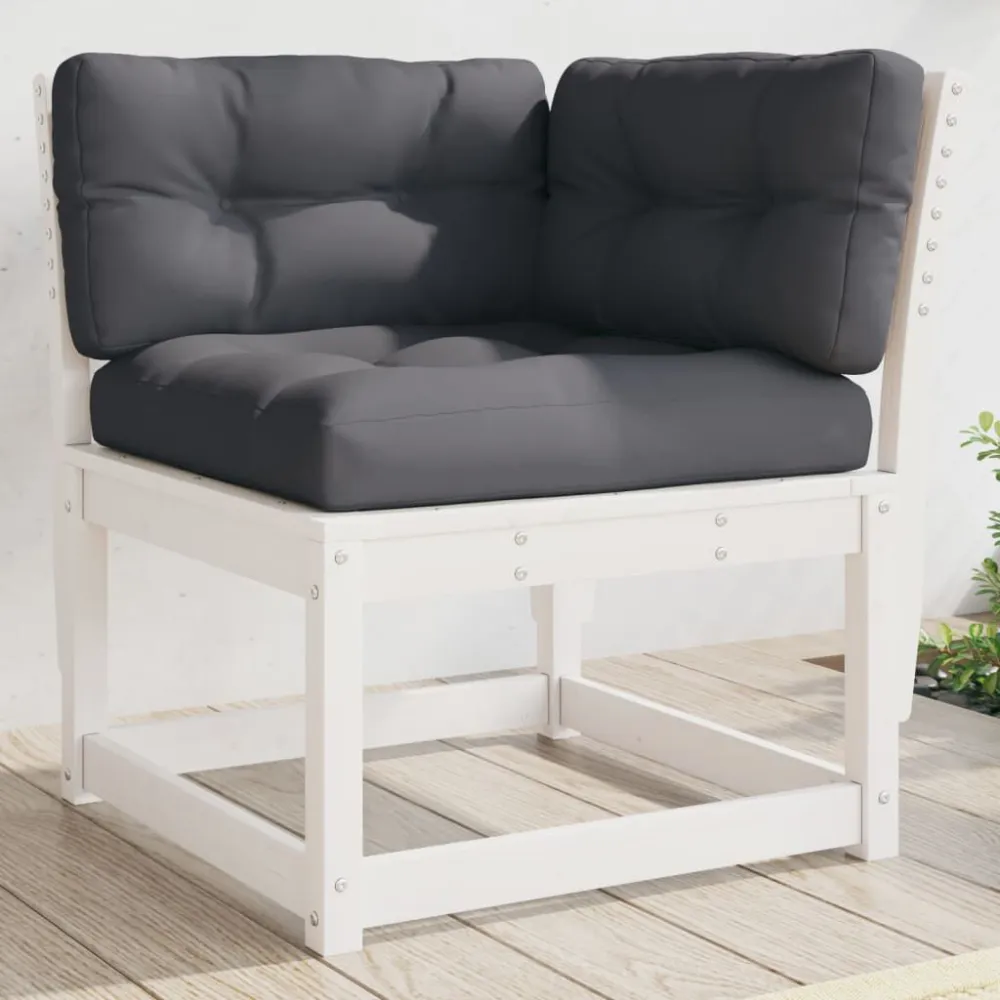Panca Dondolo Divano Angolare Giardino Cuscini Bianco 73x73x78 Massello Pino
