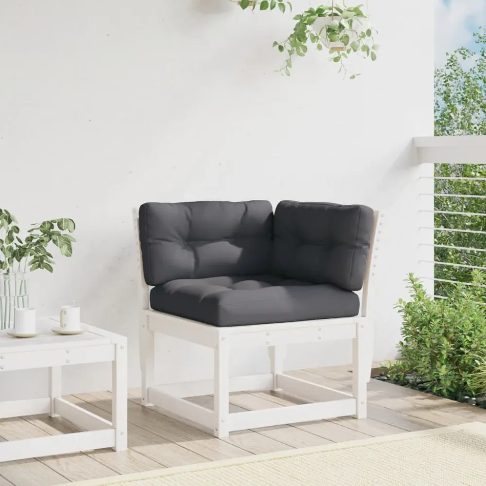 Panca Dondolo Divano Angolare Giardino Cuscini Bianco 73x73x78 Massello Pino