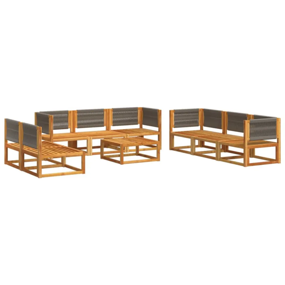 Poltrona Dondolo Set Divano Giardino 9 pz con Cuscini Legno Massello di Acacia