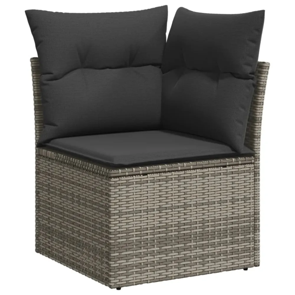 Poltrona Dondolo Set Divano da Giardino 9 pz con Cuscini Grigio Polyrattan