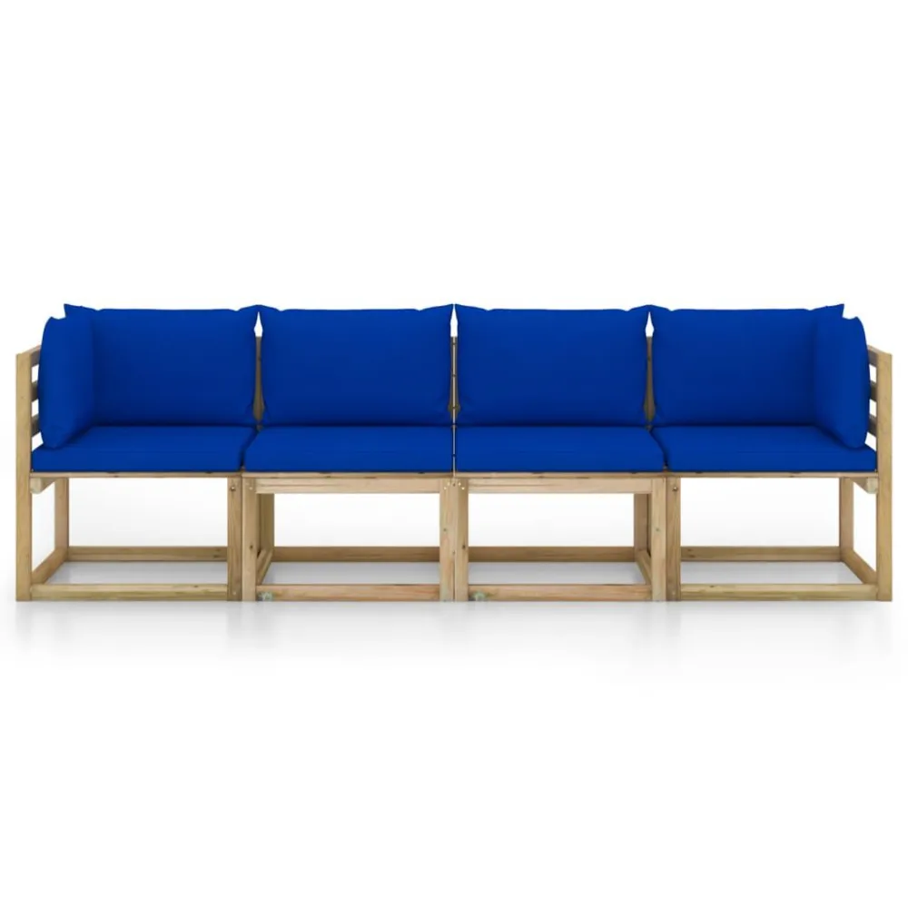 Poltrona Girevole Divano da Giardino 4 Posti con Cuscini Blu