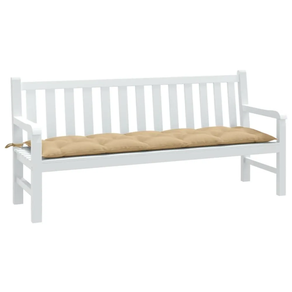 Pouf Portaoggetti Cuscino Panca da Giardino Crema Mélange 180x50x7 cm Tessuto