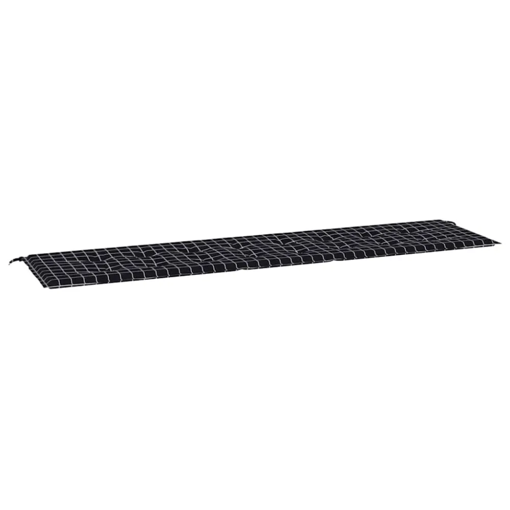 Pouf Portaoggetti Cuscino Panca Giardino Motivo Quadri Nero 200x50x3 cm Tessuto