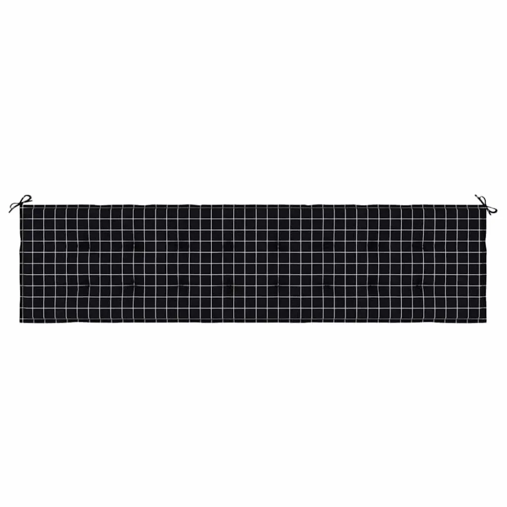 Pouf Portaoggetti Cuscino Panca Giardino Motivo Quadri Nero 200x50x3 cm Tessuto