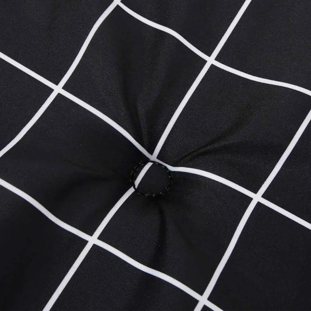 Pouf Portaoggetti Cuscino Panca Giardino Motivo Quadri Nero 200x50x3 cm Tessuto