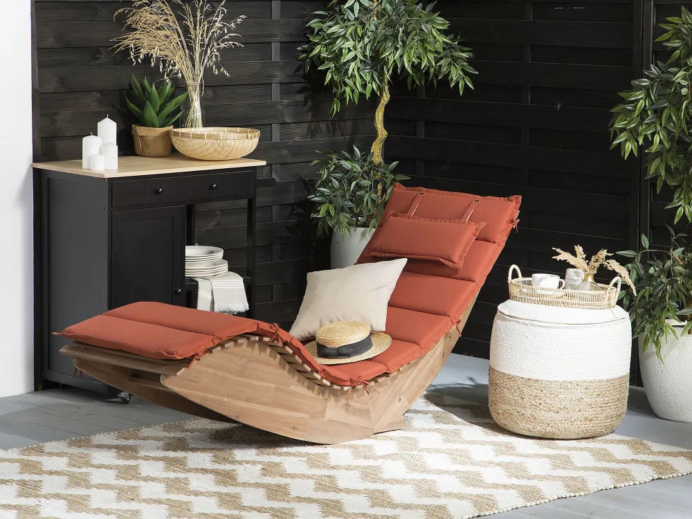 Pouf Portaoggetti Cuscino per lettino da giardino BRESCIA rosso 180 x 60 x 5 cm