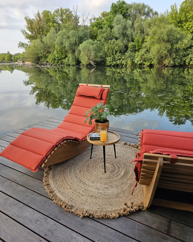 Pouf Portaoggetti Cuscino per lettino da giardino BRESCIA rosso 180 x 60 x 5 cm