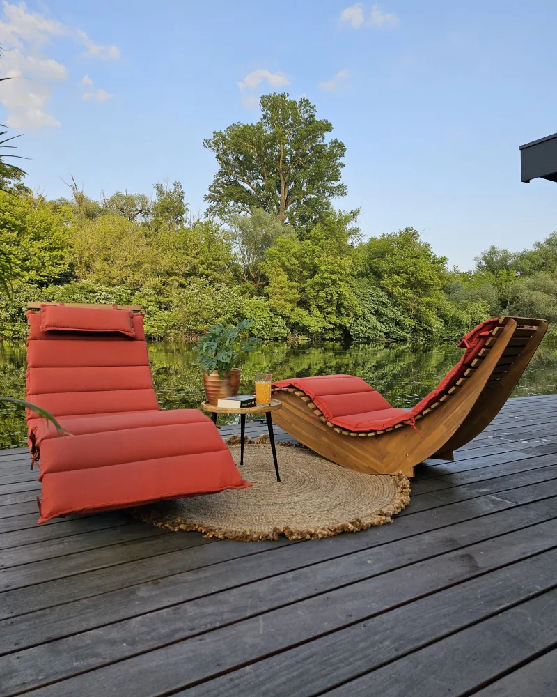 Pouf Portaoggetti Cuscino per lettino da giardino BRESCIA rosso 180 x 60 x 5 cm