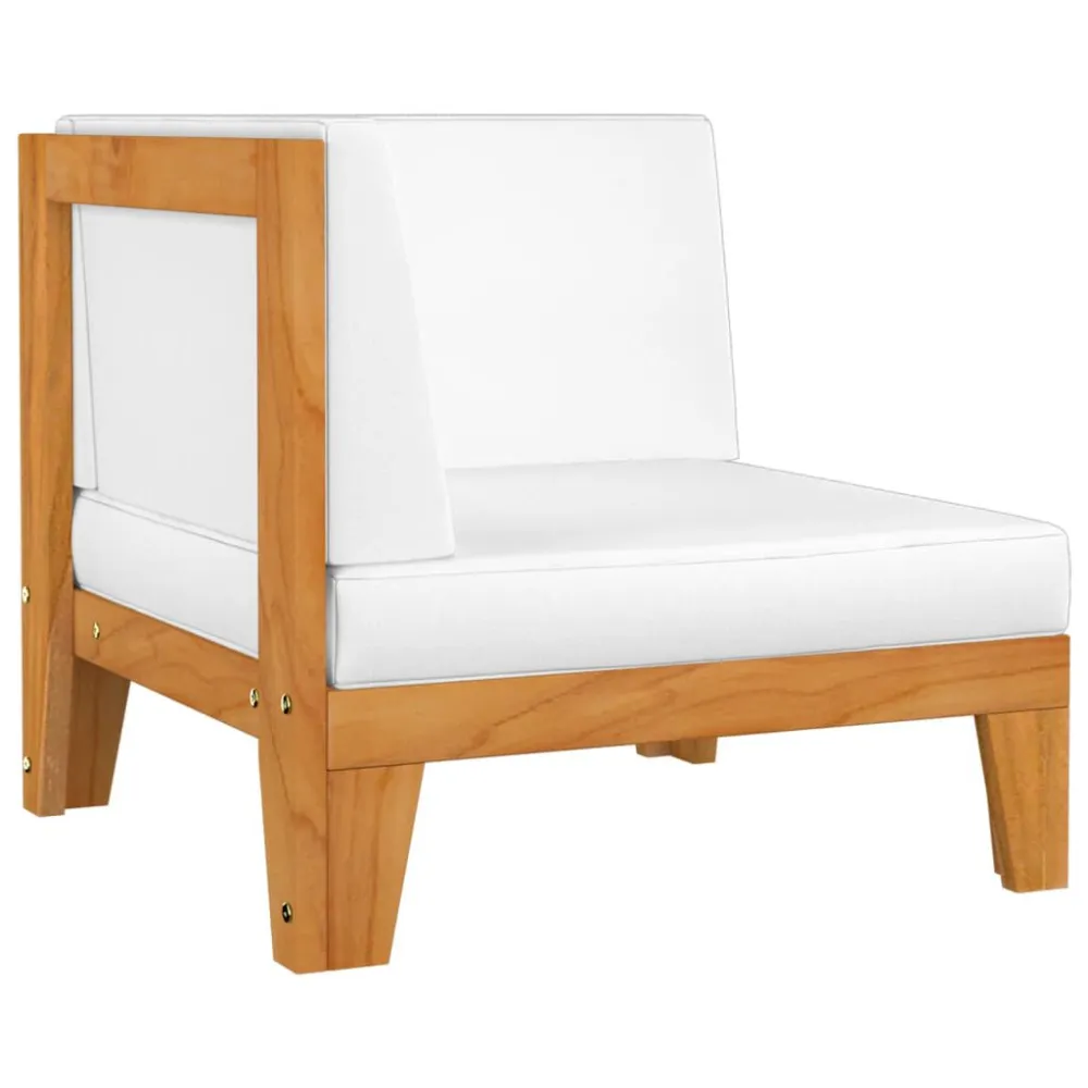 Pouf Portaoggetti Divano 2 Posti con Cuscini Bianco Crema Massello di Acacia