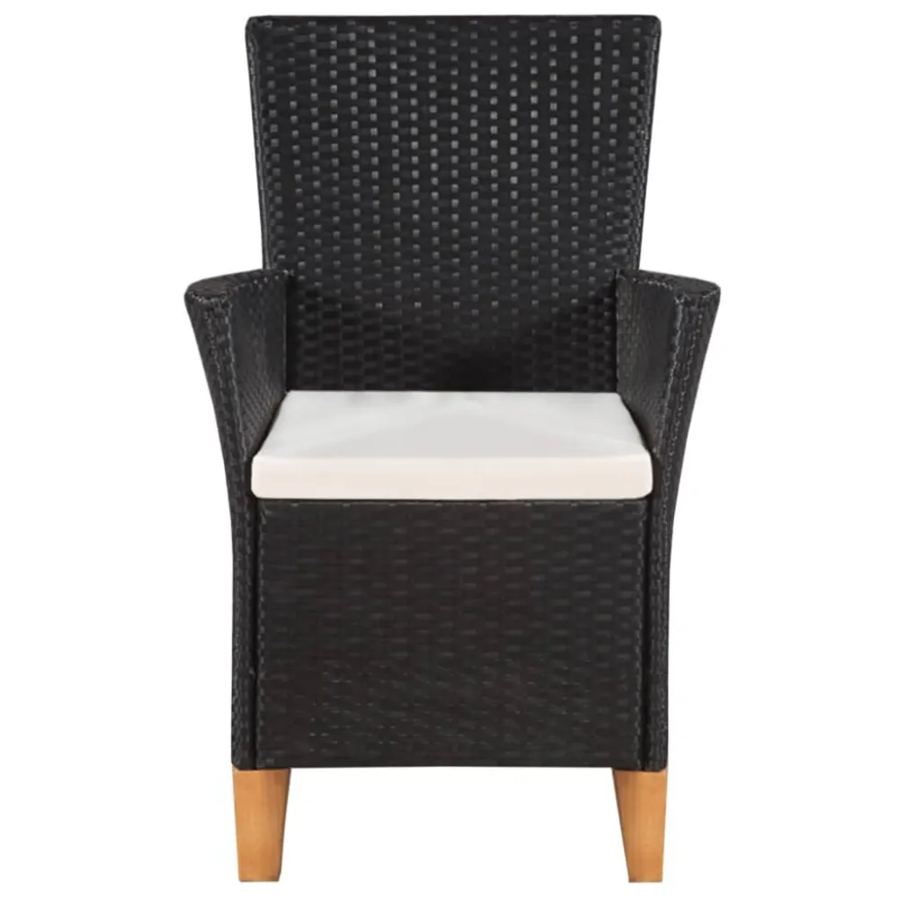 Pouf Portaoggetti Sedie da Esterno con Cuscini Polyrattan Nero