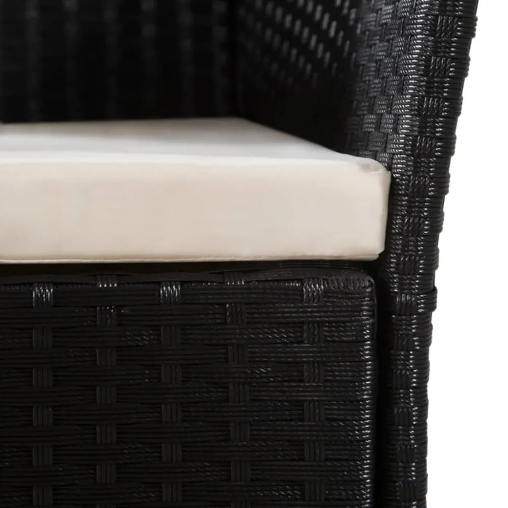 Pouf Portaoggetti Sedie da Esterno con Cuscini Polyrattan Nero
