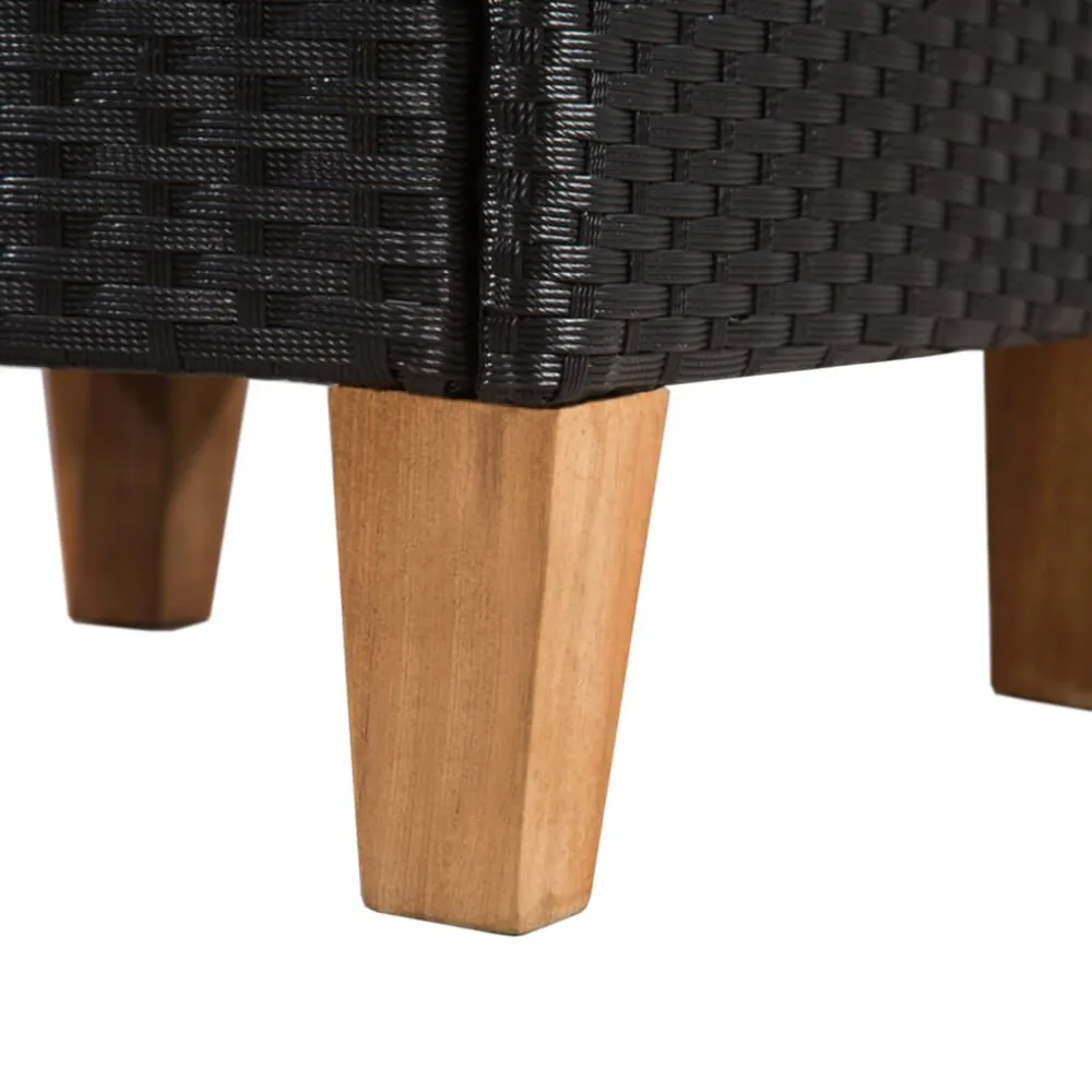 Pouf Portaoggetti Sedie da Esterno con Cuscini Polyrattan Nero