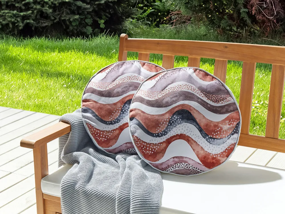 Pouf Portaoggetti Set di 2 cuscini da esterno marrone ⌀ 40 cm SEBORGA