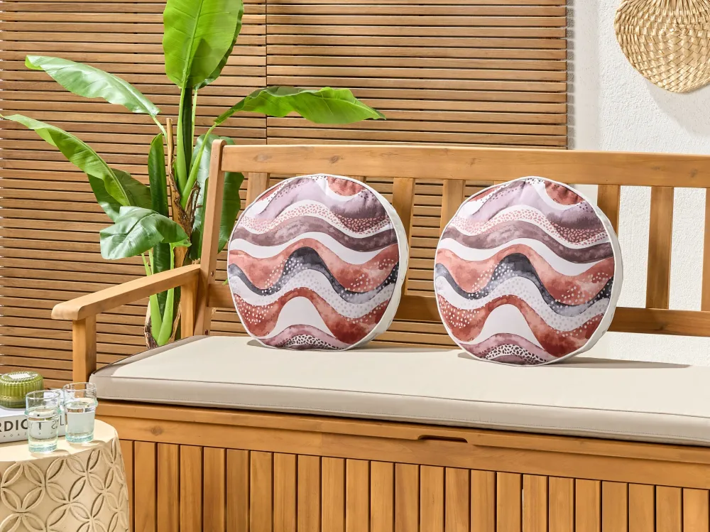Pouf Portaoggetti Set di 2 cuscini da esterno marrone ⌀ 40 cm SEBORGA