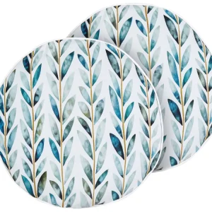 Pouf Portaoggetti Set di 2 cuscini da esterno tessuto bianco e verde ⌀ 40 cm LOANO