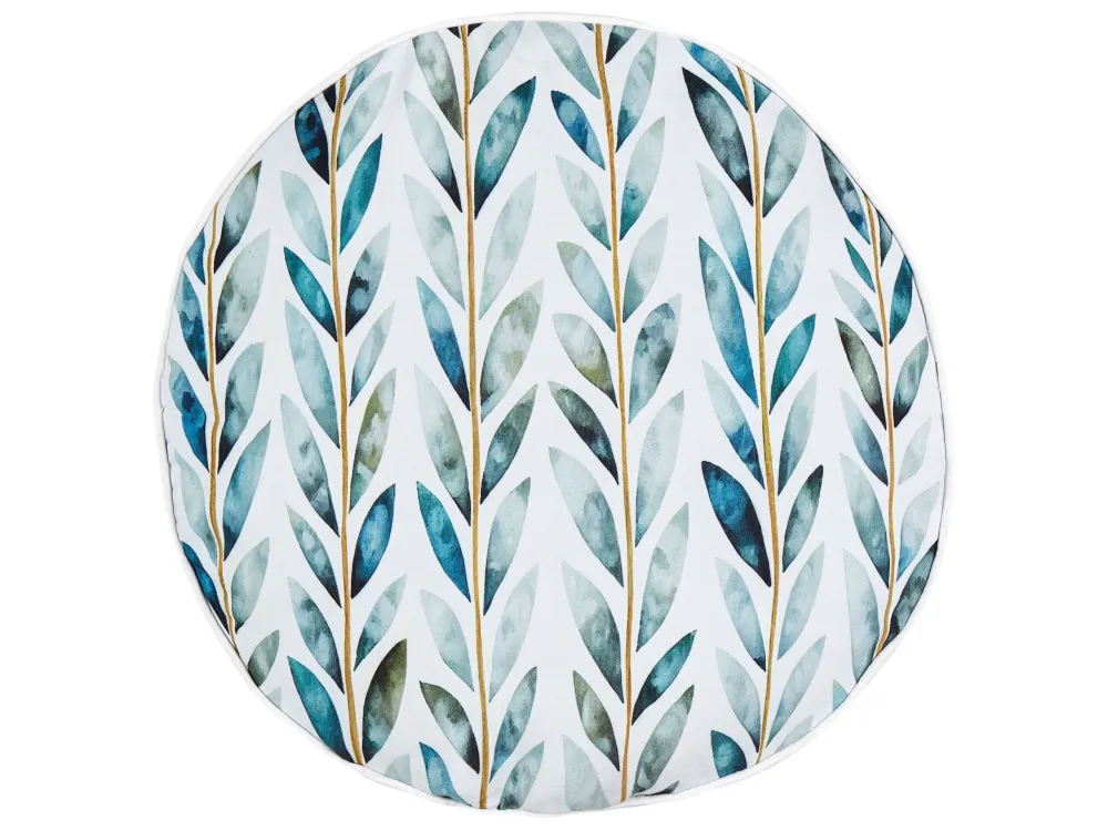 Pouf Portaoggetti Set di 2 cuscini da esterno tessuto bianco e verde ⌀ 40 cm LOANO