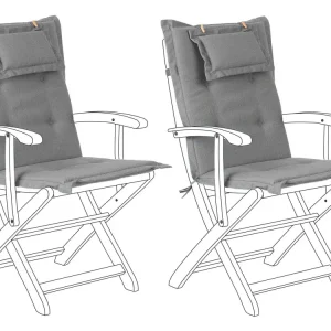 Pouf Portaoggetti Set di 2 cuscini per sedia da esterno grigio MAUI