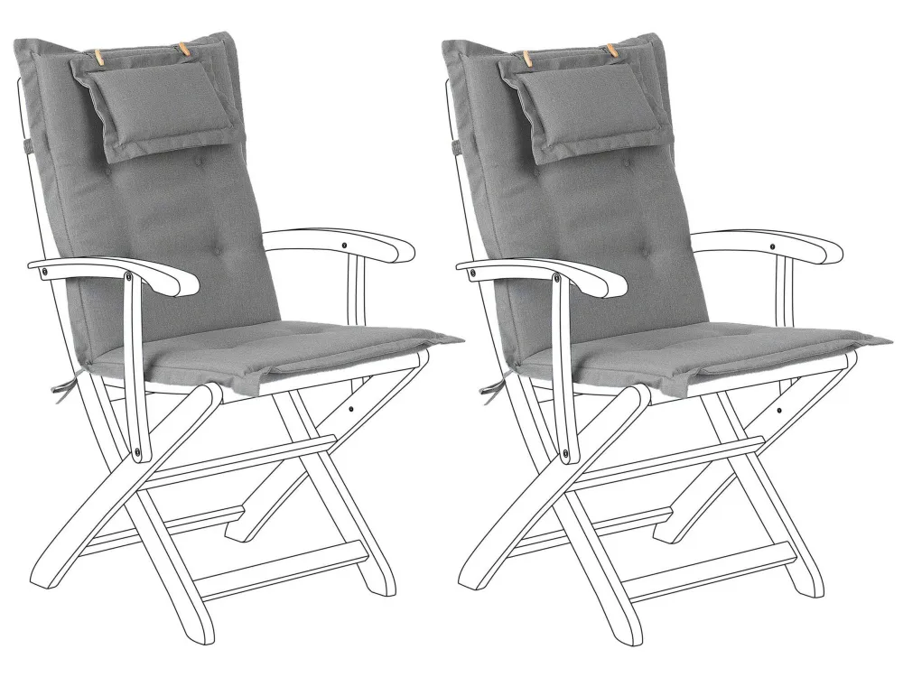 Pouf Portaoggetti Set di 2 cuscini per sedia da esterno grigio MAUI
