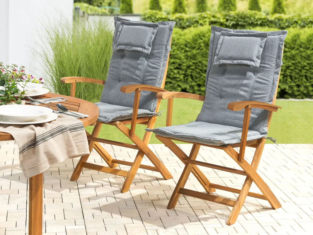 Pouf Portaoggetti Set di 2 cuscini per sedia da esterno grigio MAUI