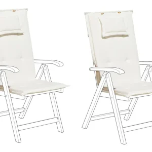 Pouf Portaoggetti Set di 2 cuscini tessuto bianco crema per la sedia da giardino TOSCANA/JAVA