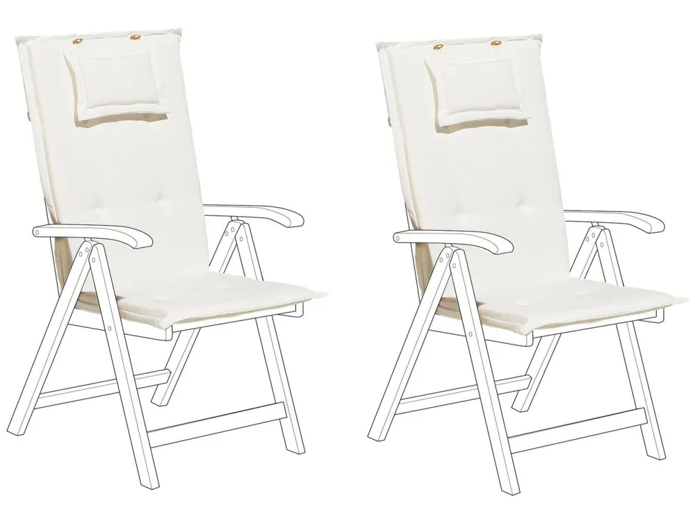 Pouf Portaoggetti Set di 2 cuscini tessuto bianco crema per la sedia da giardino TOSCANA/JAVA