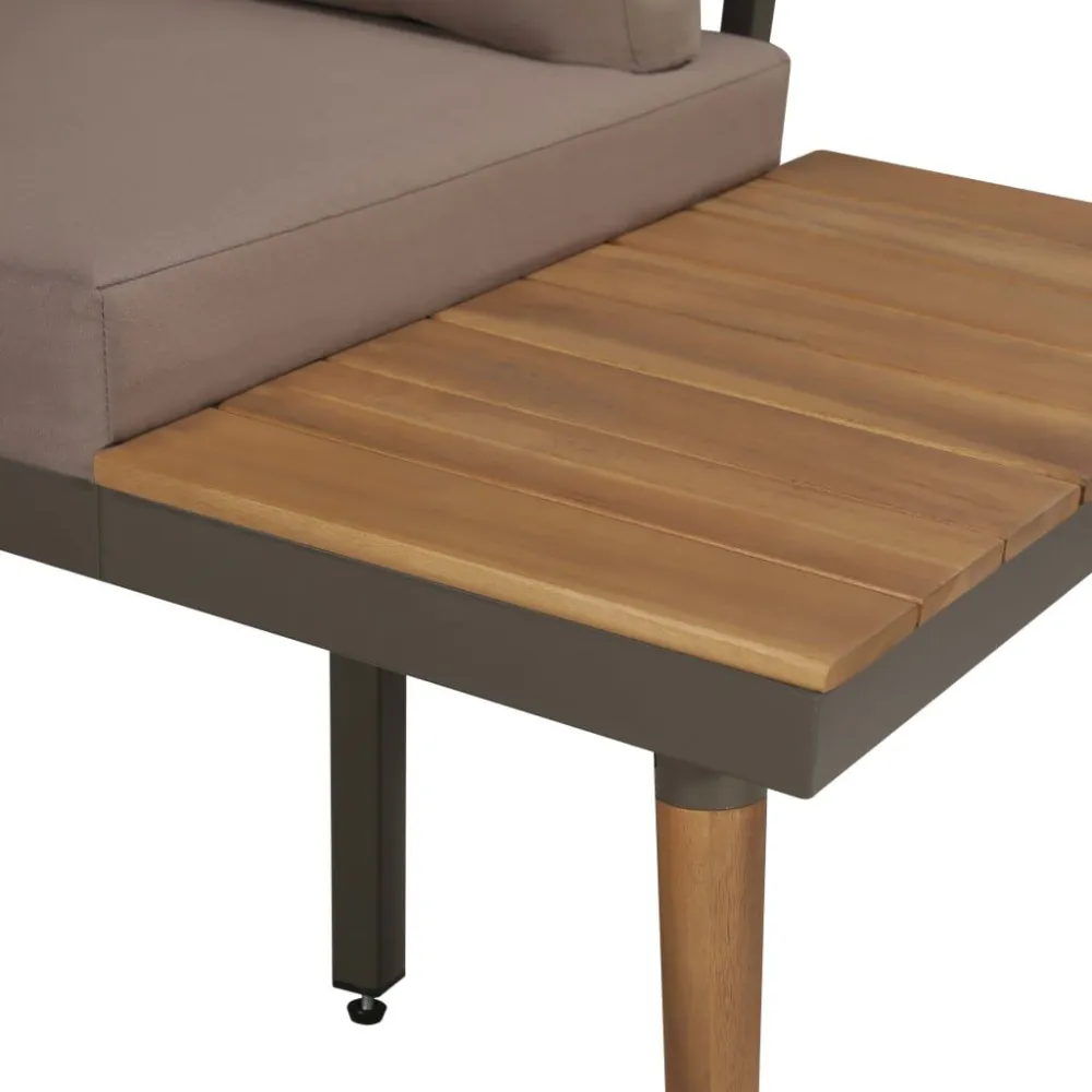 Pouf Portaoggetti Set Divani da Giardino 4 pz con Cuscini Legno di Acacia Marrone