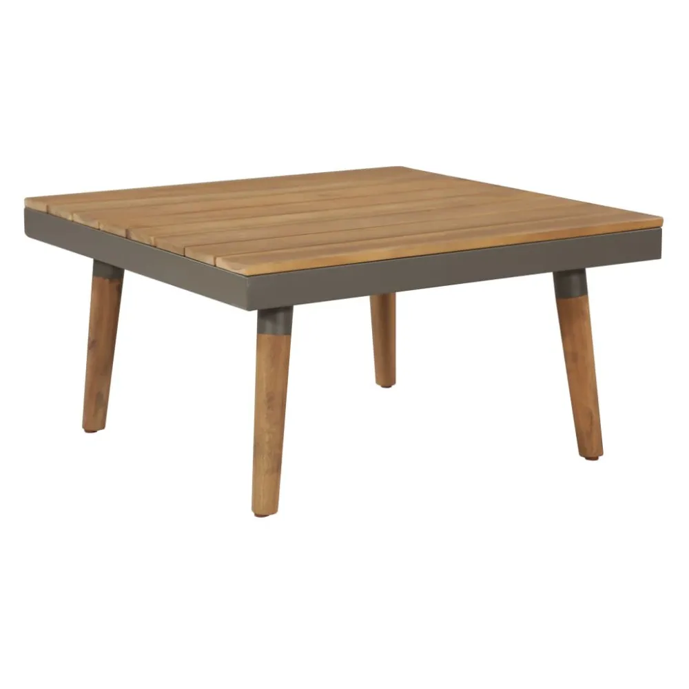 Pouf Portaoggetti Set Divani da Giardino 4 pz con Cuscini Legno di Acacia Marrone