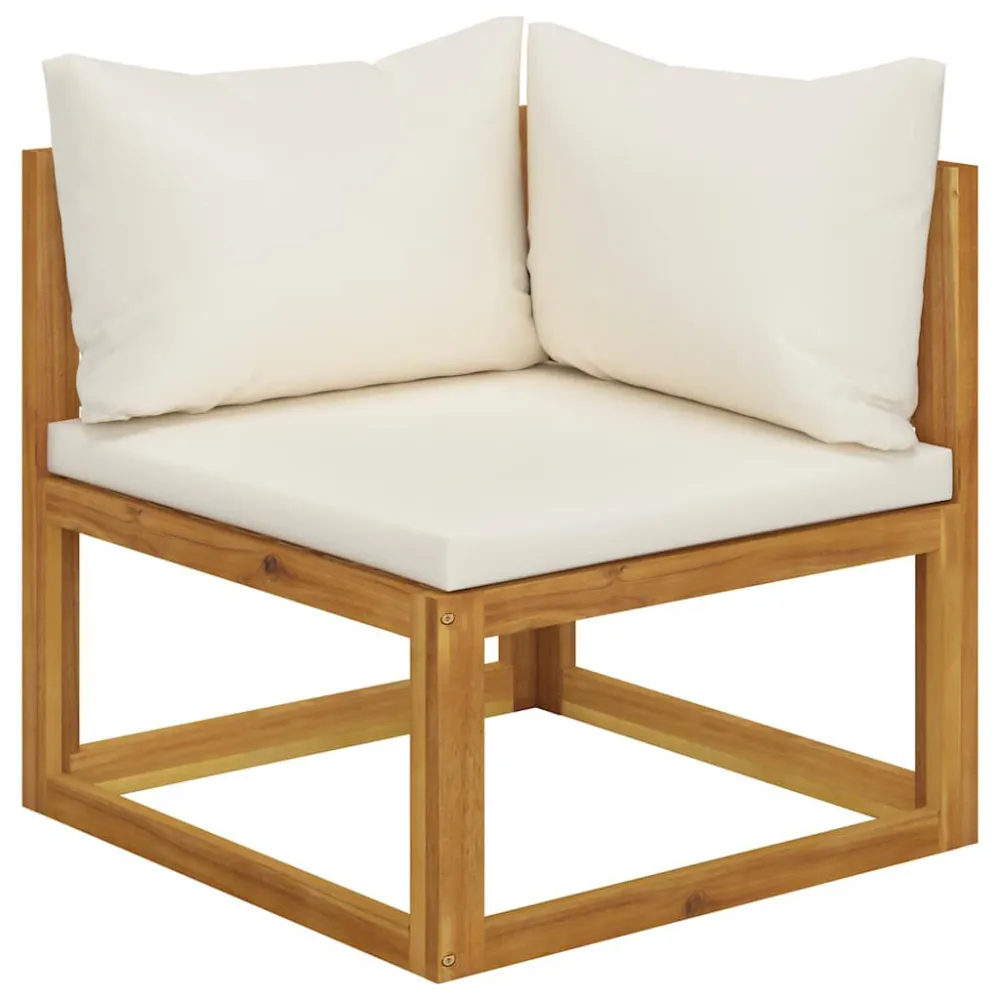 Pouf Portaoggetti Set Divani Giardino 5 pz con Cuscini Legno Massello di Acacia