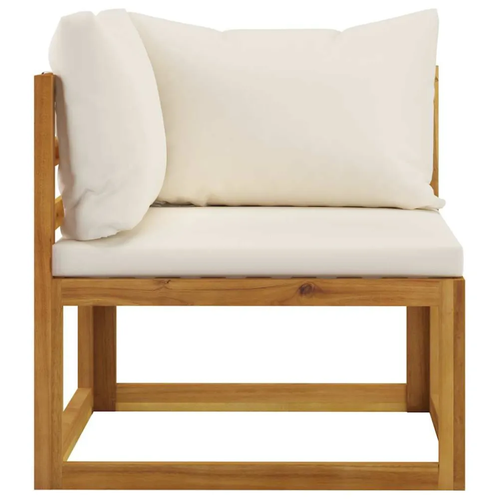 Pouf Portaoggetti Set Divani Giardino 5 pz con Cuscini Legno Massello di Acacia