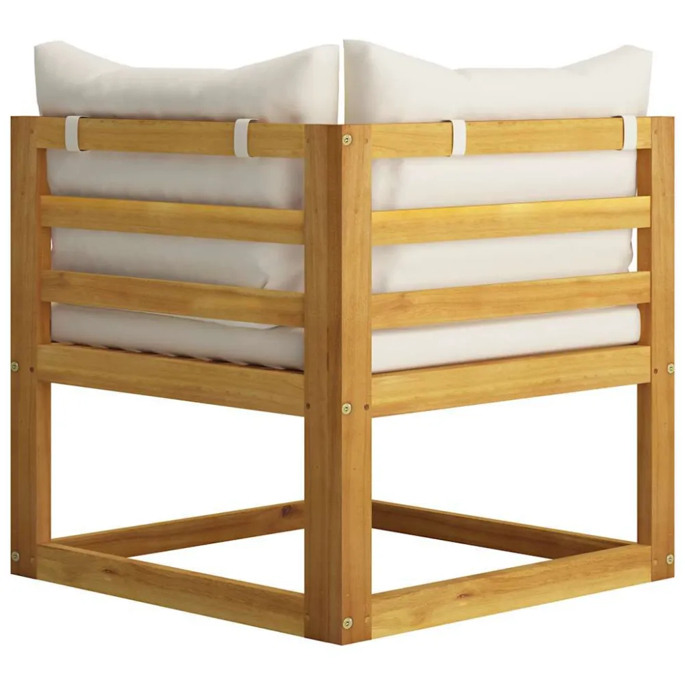 Pouf Portaoggetti Set Divani Giardino 5 pz con Cuscini Legno Massello di Acacia
