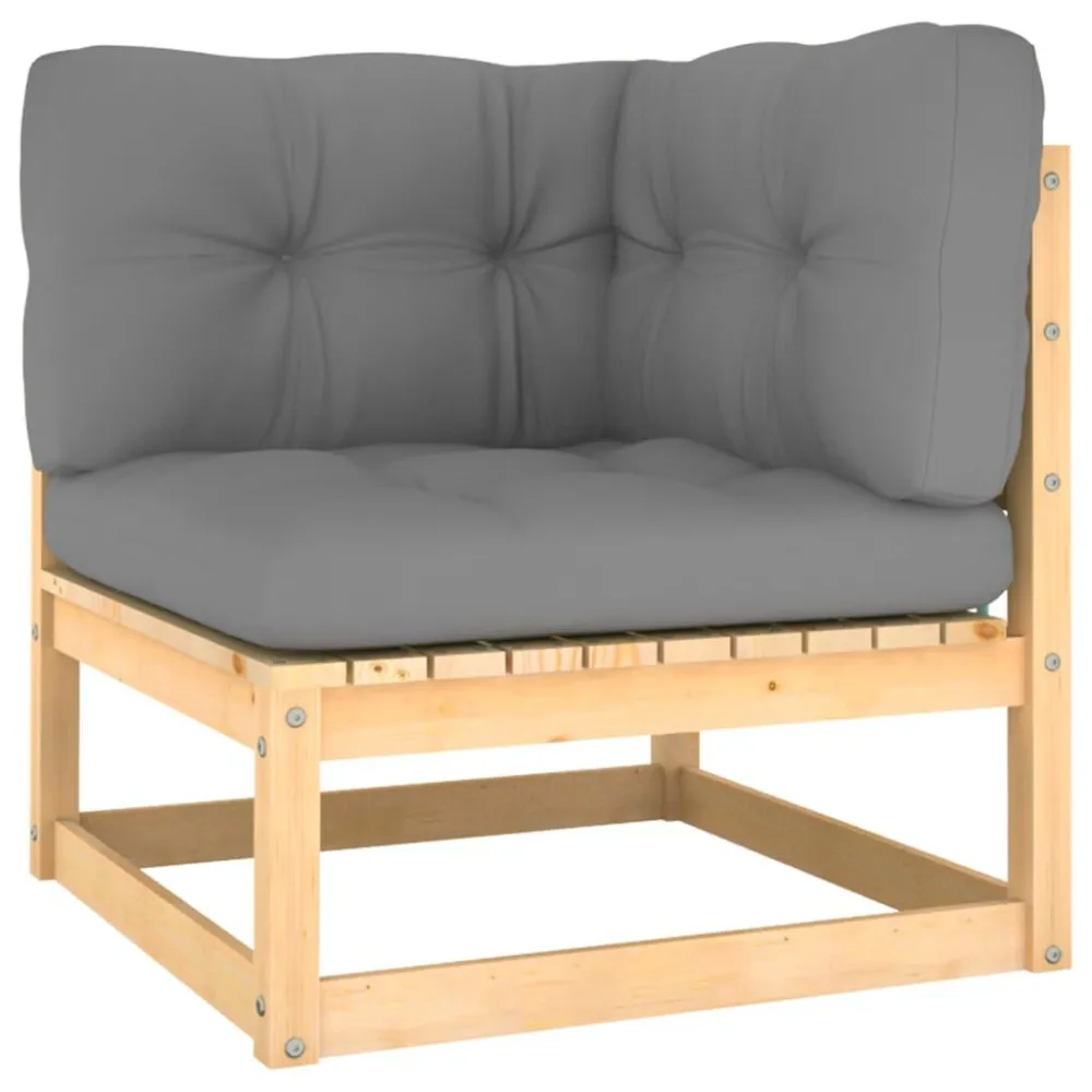 Pouf Portaoggetti Set Divani da Giardino 8 pz con Cuscini Legno Massello di Pino