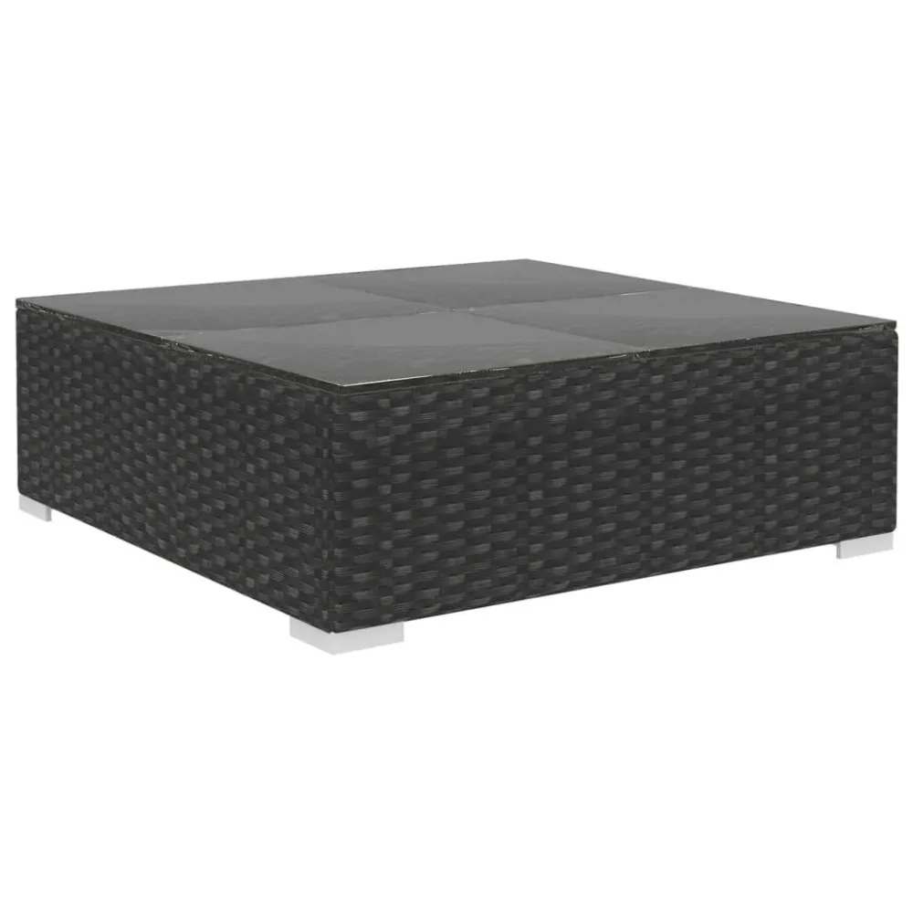 Pouf Portaoggetti Set Divani da Giardino 7 pz con Cuscini Polyrattan Nero