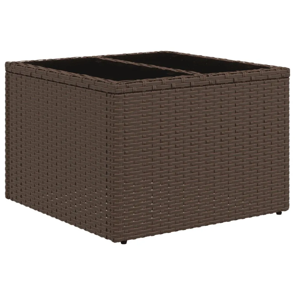 Pouf Portaoggetti Set Divano da Giardino 6 pz con Cuscini Marrone Polyrattan