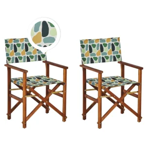 Pouf Portaoggetti Set 2 Garden Chairs CINE Acacia Wood Multicolour