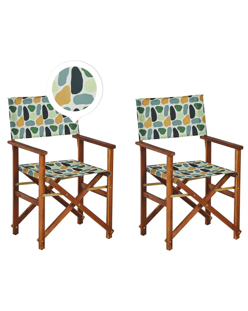 Pouf Portaoggetti Set 2 Garden Chairs CINE Acacia Wood Multicolour
