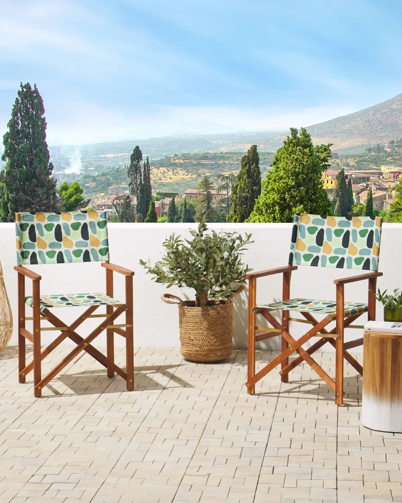 Pouf Portaoggetti Set 2 Garden Chairs CINE Acacia Wood Multicolour