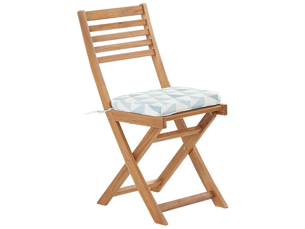 Pouf Portaoggetti Set da giardino legno marrone palese con cuscini azzurri/bianchi FIJI