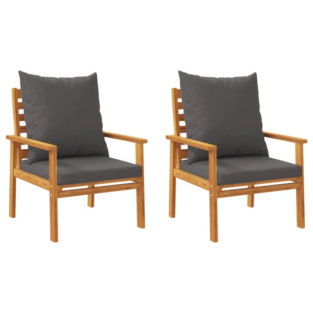 Pouf Portaoggetti Set Salotto da Giardino 5 pz con Cuscini Legno Massello Acacia
