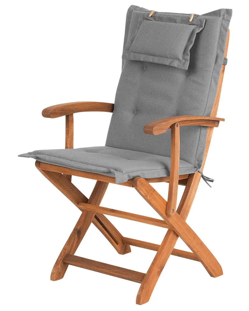 Pouf Portaoggetti Set di 2 sedie da giardino con cuscini MAUI Legno d'acacia Grigio