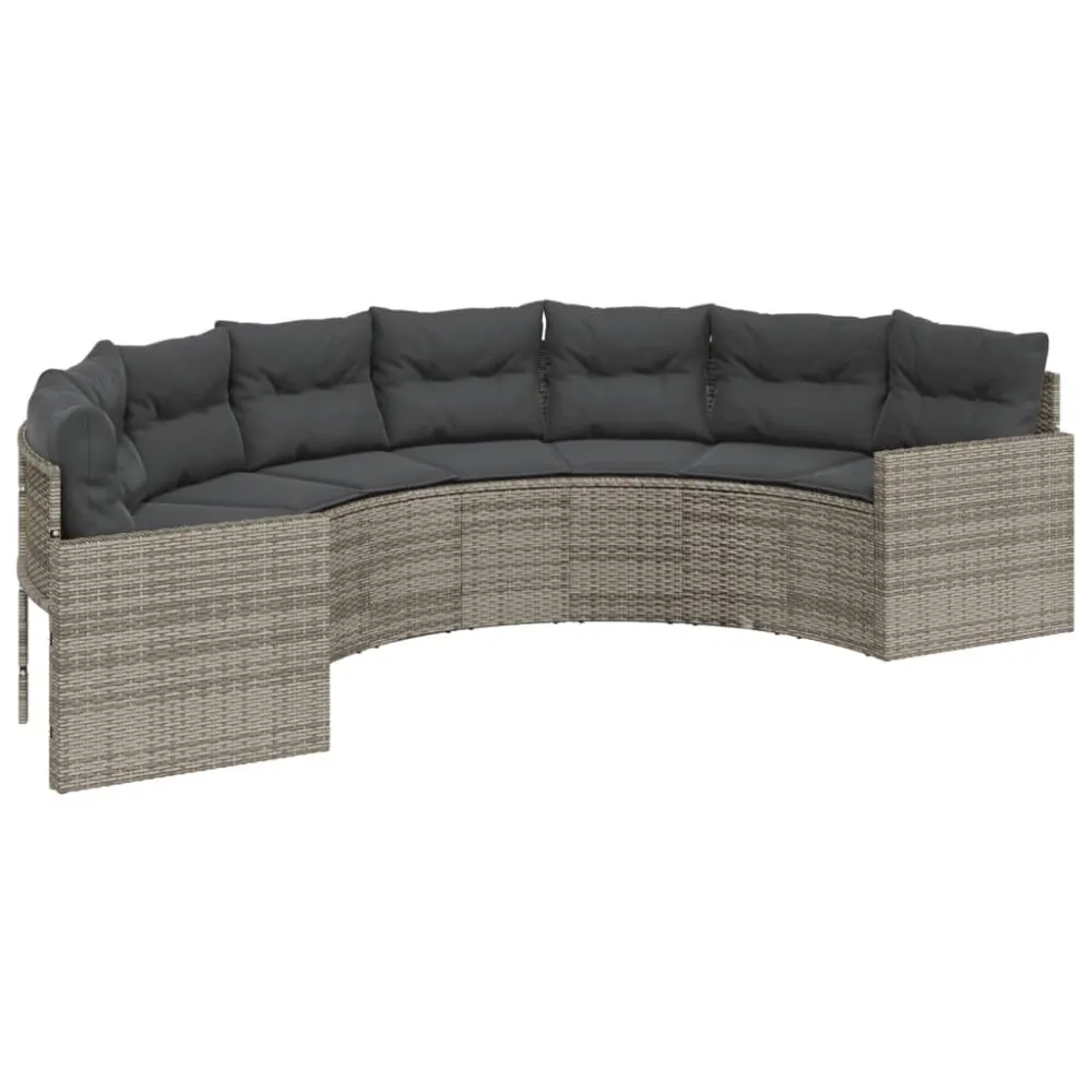 Premium Resina Sintetica Divano da Giardino con Cuscini Semicircolare Grigio Polyrattan