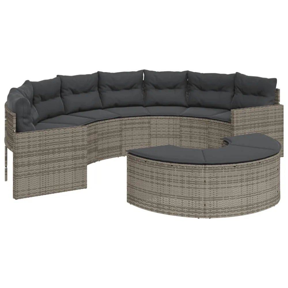 Premium Resina Sintetica Divano da Giardino con Cuscini Semicircolare Grigio Polyrattan