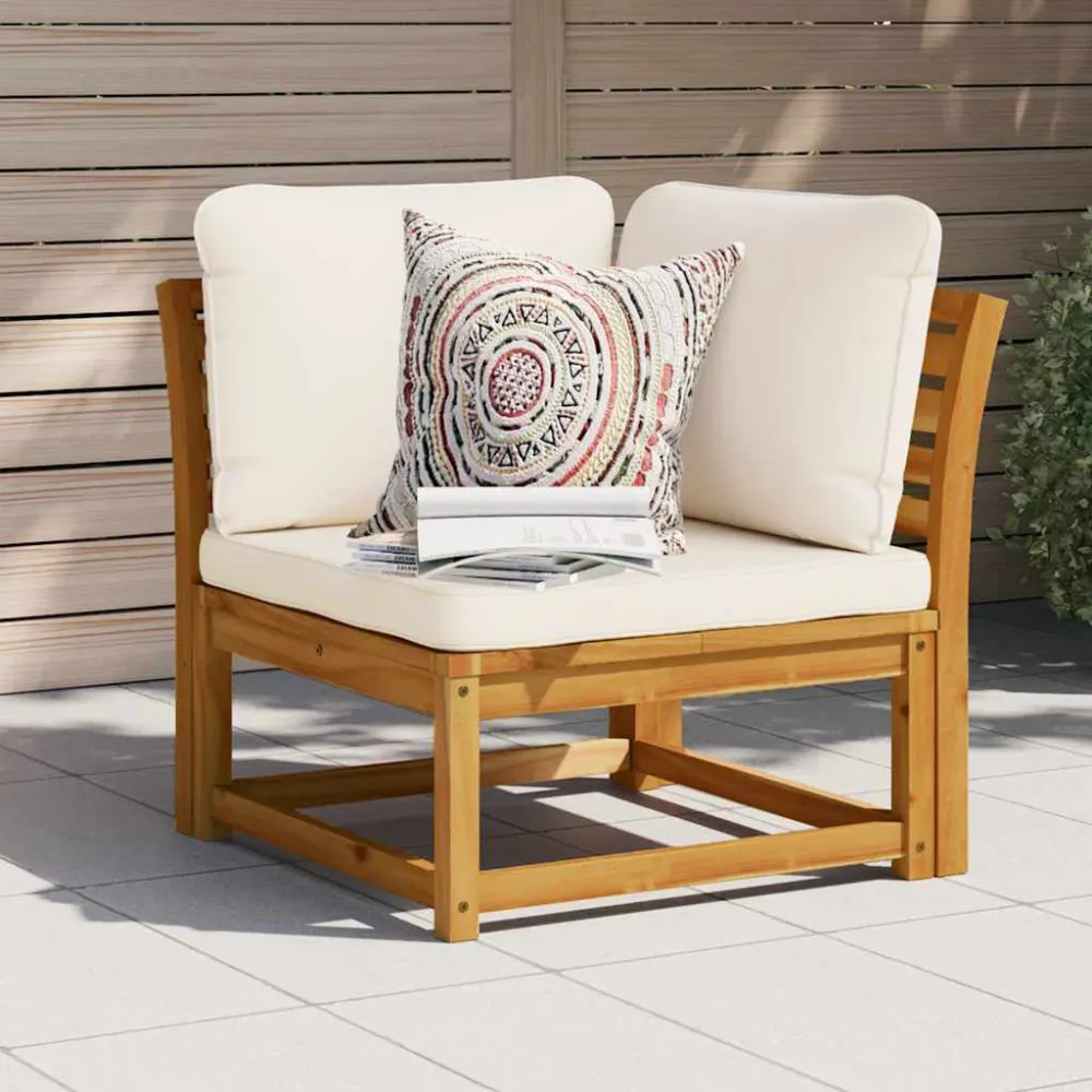 Sedia con Braccioli Divano Angolare Giardino con Cuscini 73x73x65cm Massello Acacia