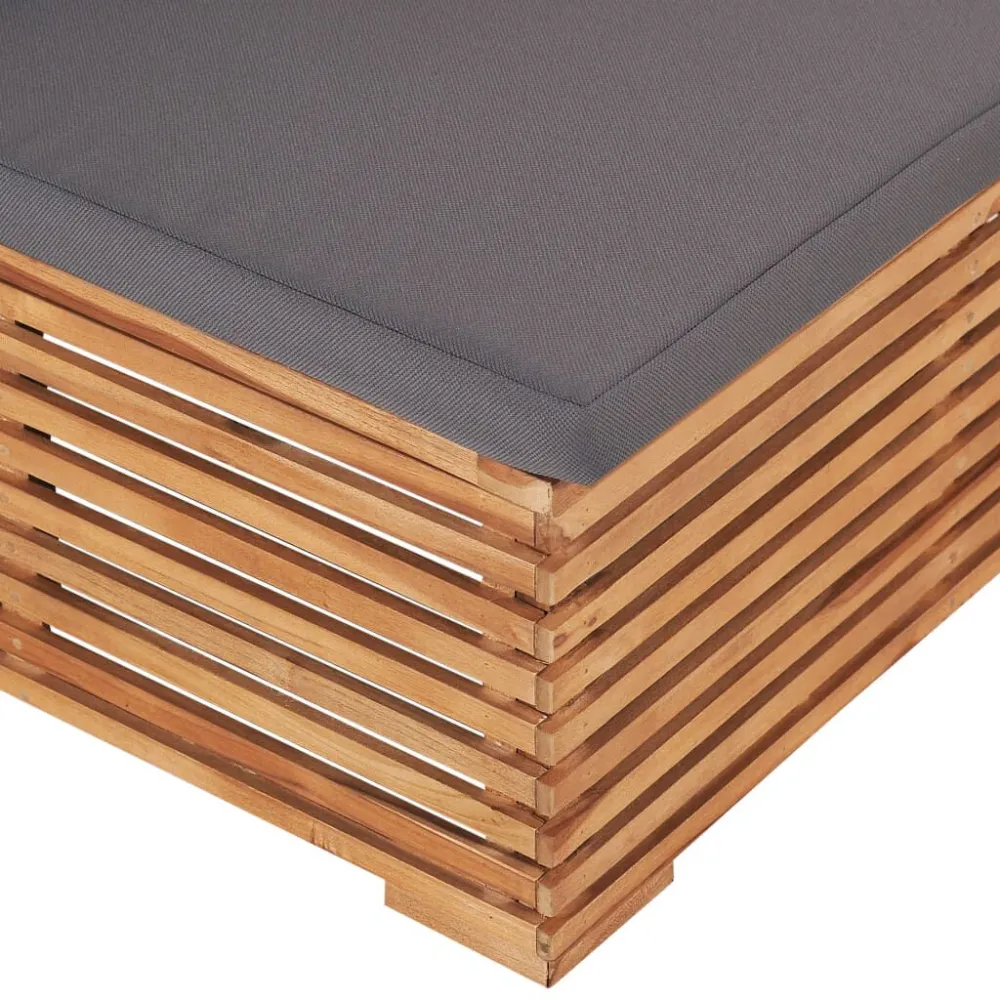 Sedia con Braccioli Divano Centrale da Giardino con Cuscino Grigio Massello di Teak