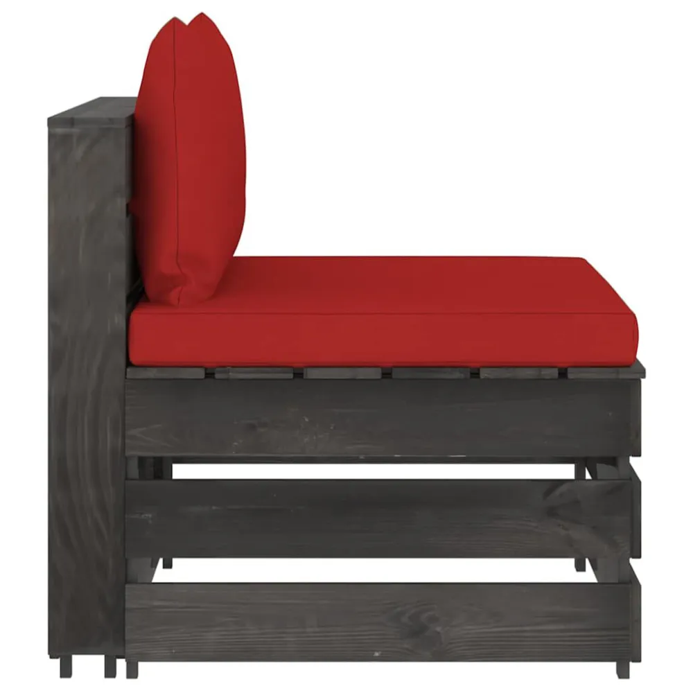 Sedia con Braccioli Divano Centrale Modulare con Cuscini Legno Impregnato Grigio